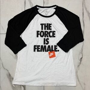 Nike Women's Black and White Raglan Top Size Large